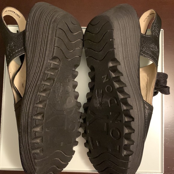 Fly London Yedu Black Lace up Open Toe wedges 39 - Picture 4 of 5